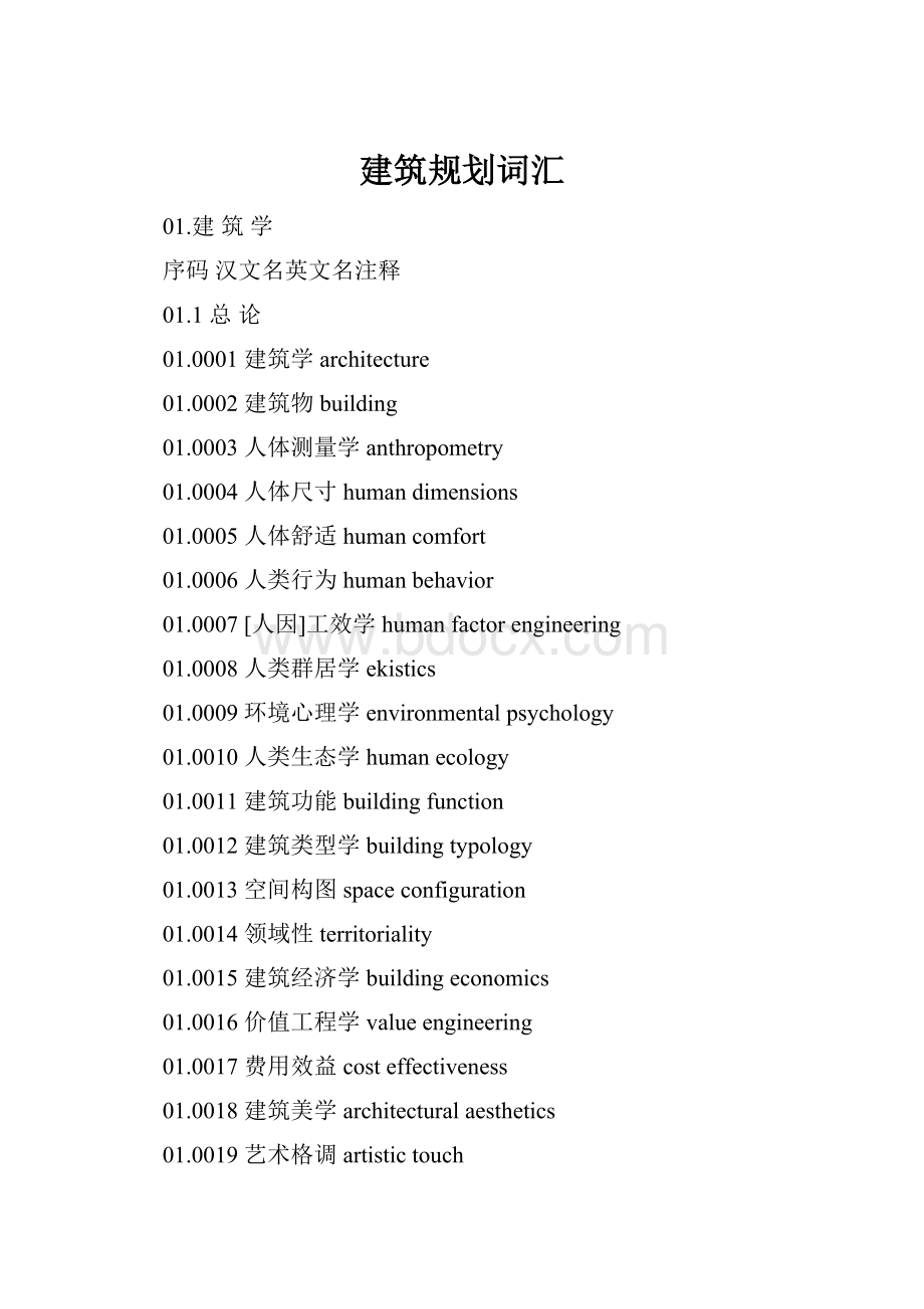 建筑规划词汇Word格式.docx