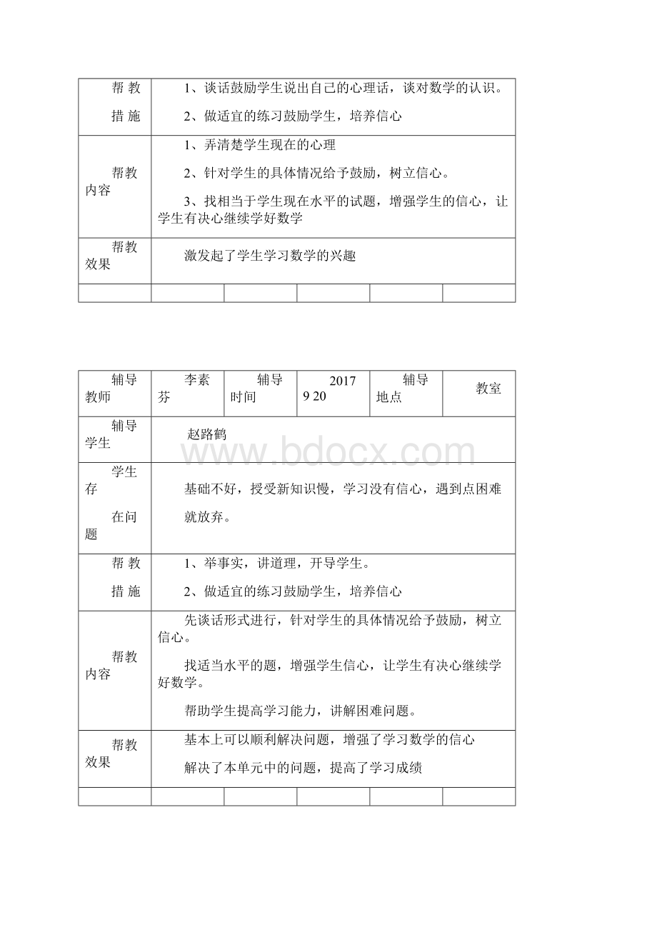 一年级学困生留守儿童建档立卡生一学期的帮扶记录Word文档下载推荐.docx_第2页