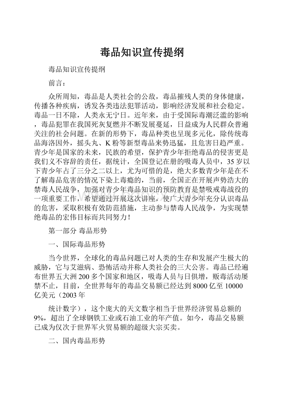 毒品知识宣传提纲.docx_第1页