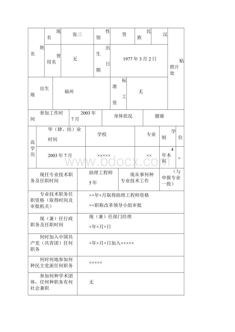 专业技术职务任职资格评审表样表.docx_第2页