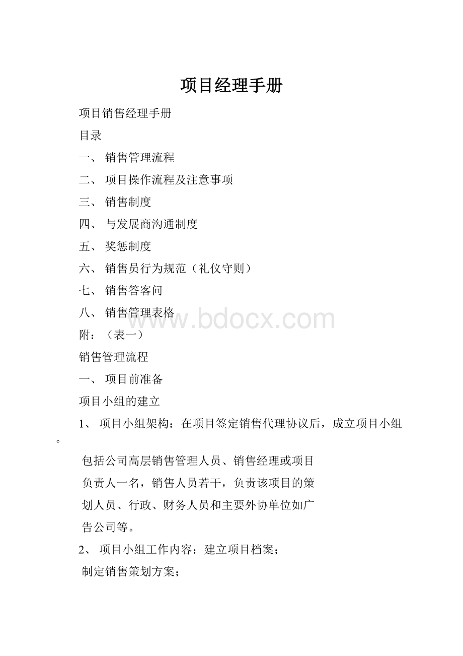 项目经理手册文档格式.docx