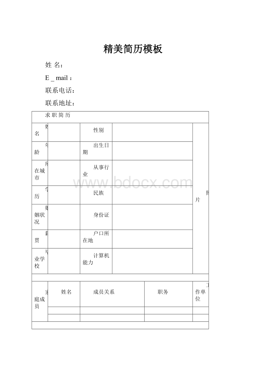 精美简历模板Word文件下载.docx