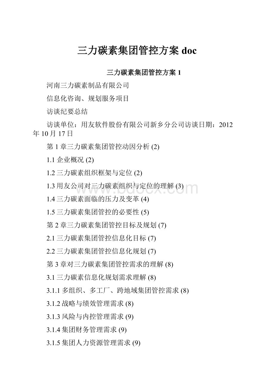 三力碳素集团管控方案doc.docx_第1页