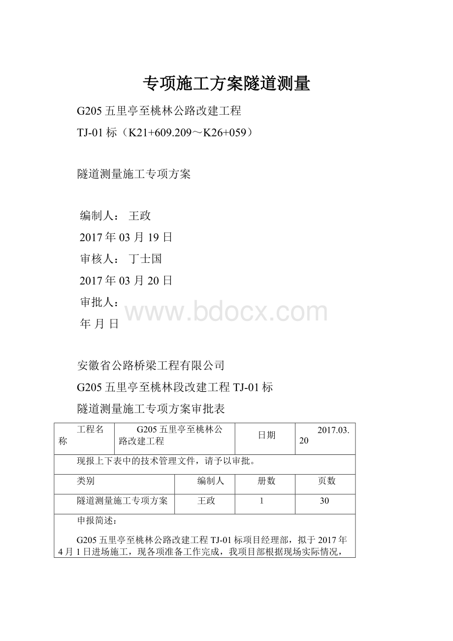 专项施工方案隧道测量.docx