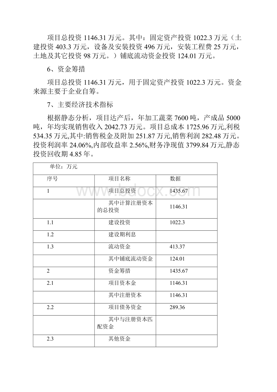 年加工5000吨脱水蔬菜和速冻食品新建项目可行性研究报告Word文件下载.docx_第2页