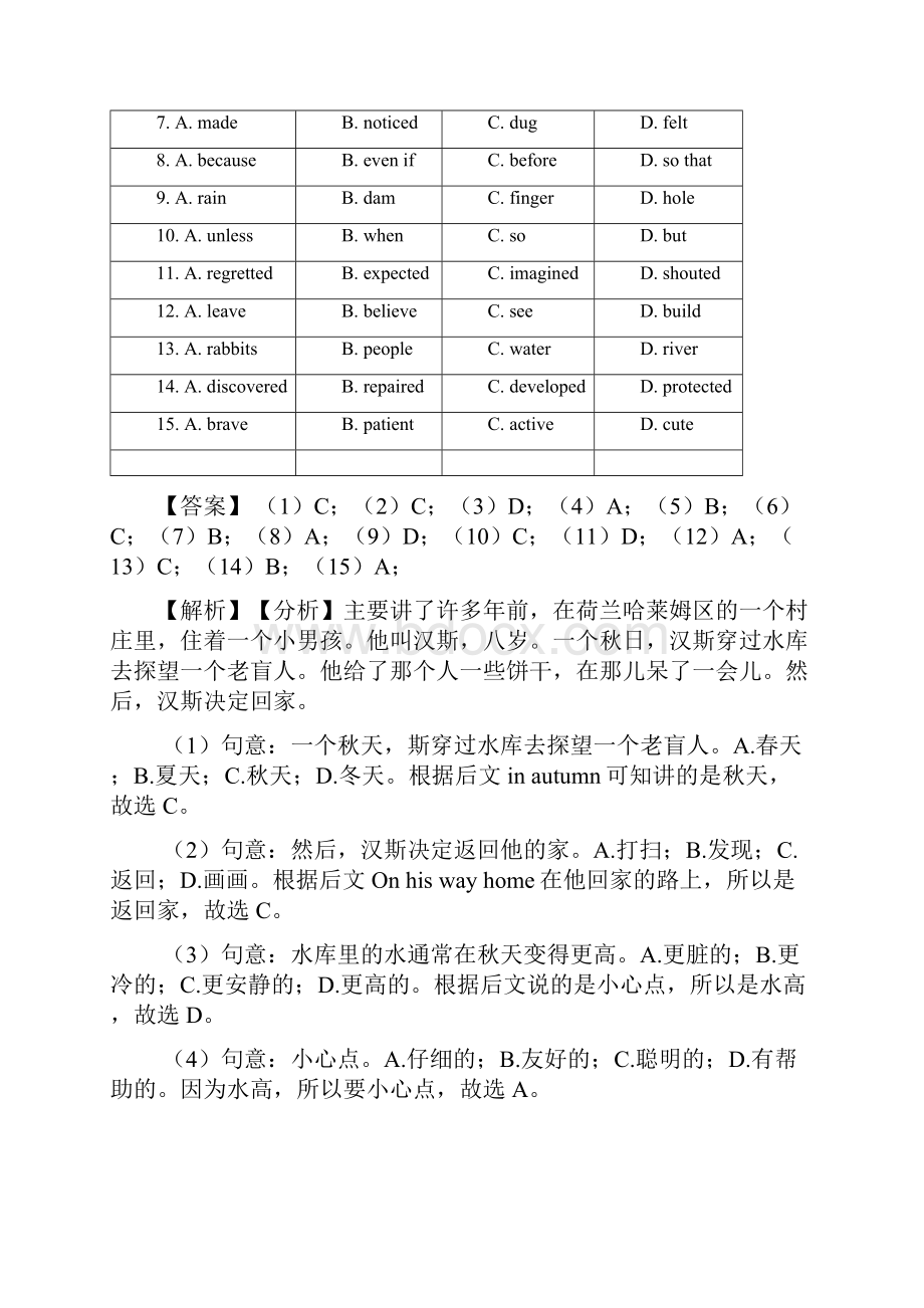 中考英语英语 完形填空训练经典题目含答案.docx_第2页