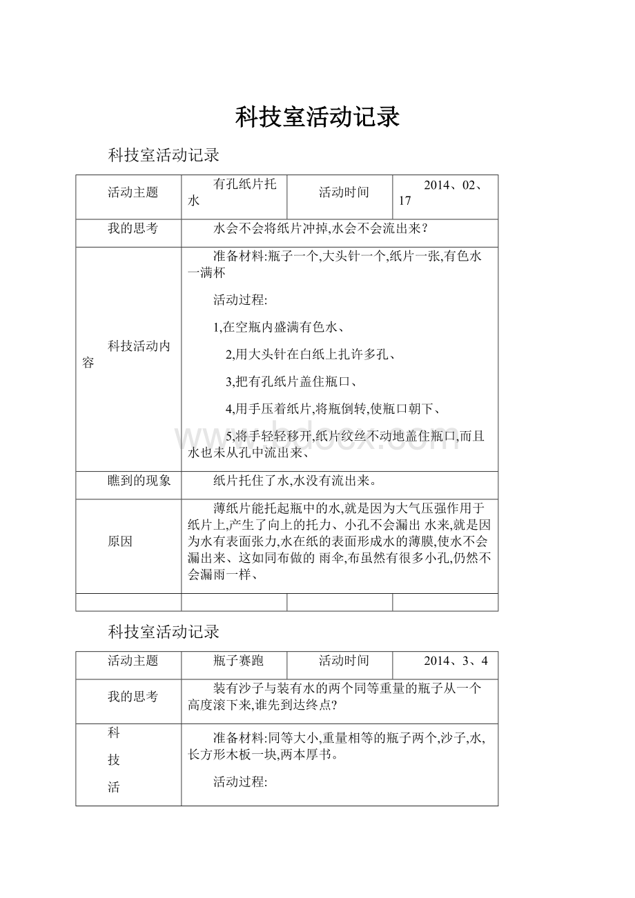 科技室活动记录Word格式文档下载.docx