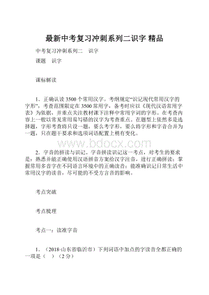 最新中考复习冲刺系列二识字 精品Word格式文档下载.docx