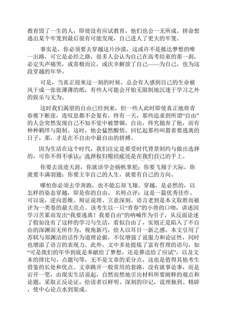 青春作文之青春优秀作文及点评Word文档下载推荐.docx_第3页