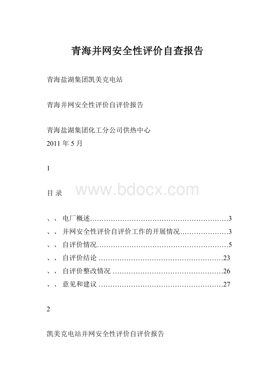 青海并网安全性评价自查报告Word文档下载推荐.docx