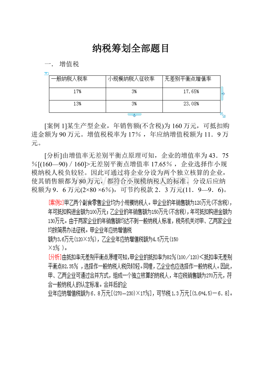 纳税筹划全部题目.docx_第1页