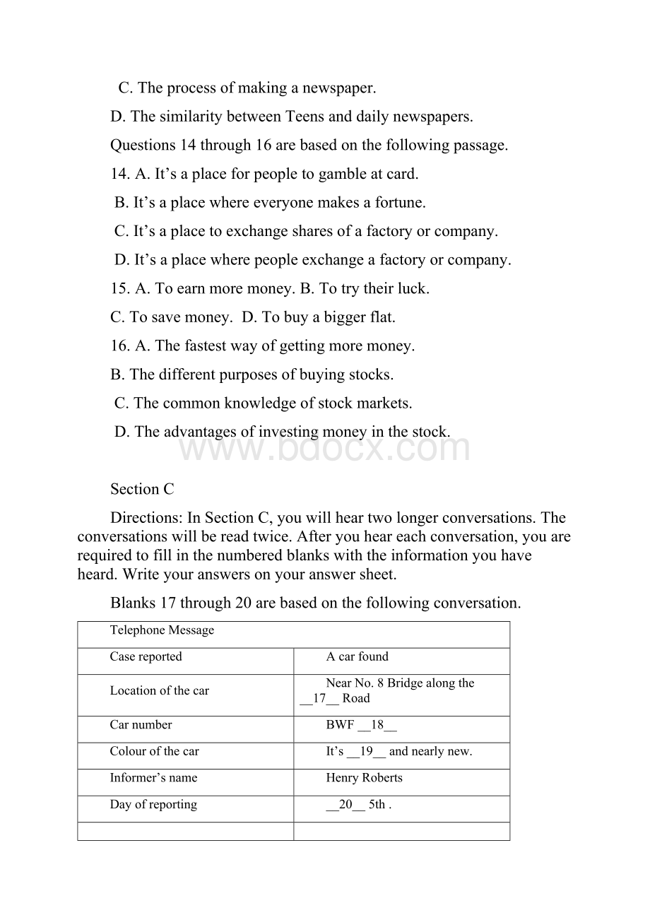 上海市卢湾区高三一模英语卷Word文件下载.docx_第3页