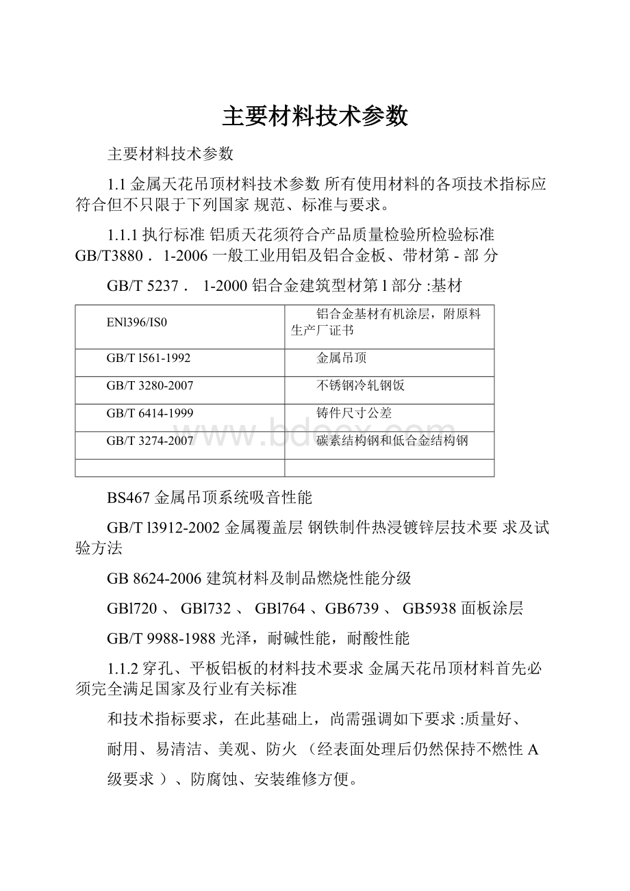 主要材料技术参数Word文档格式.docx