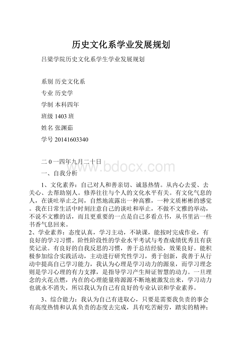 历史文化系学业发展规划文档格式.docx