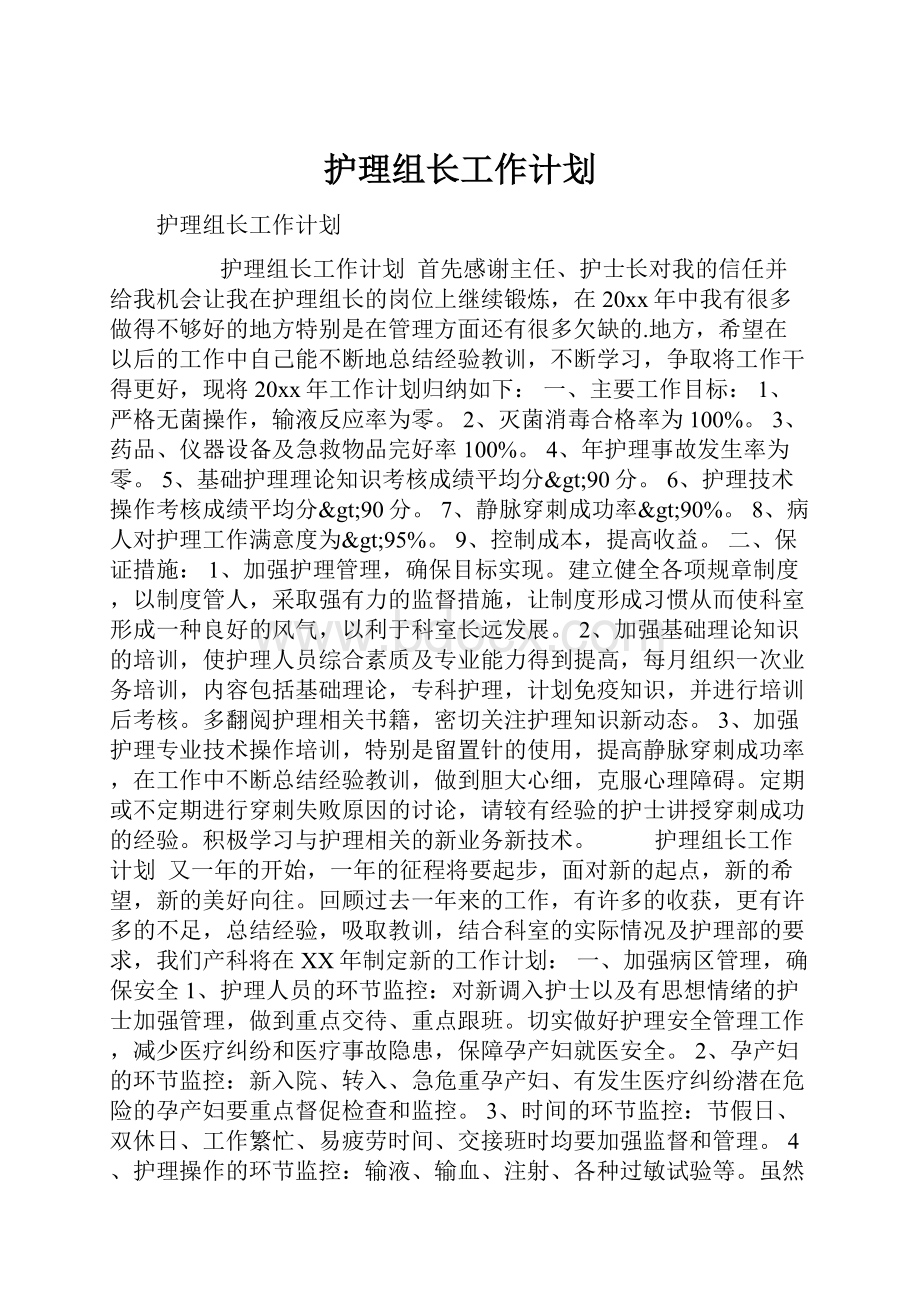 护理组长工作计划.docx