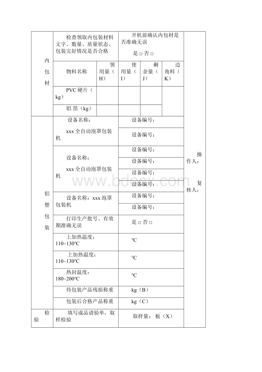 中药制剂固体制剂车间批包装记录模版.docx_第2页