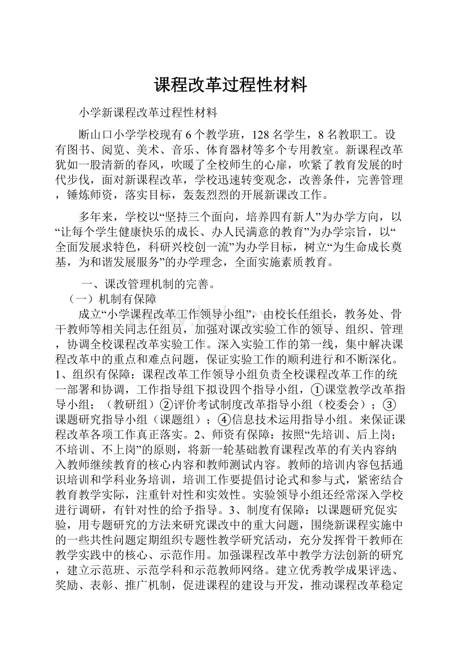 课程改革过程性材料文档格式.docx