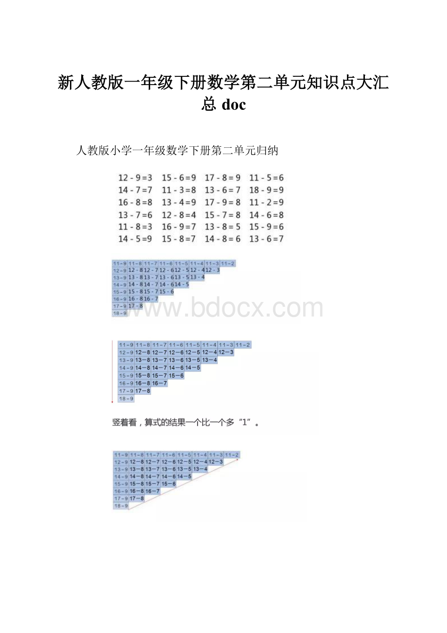 新人教版一年级下册数学第二单元知识点大汇总doc.docx