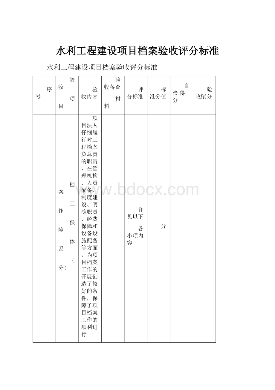 水利工程建设项目档案验收评分标准.docx