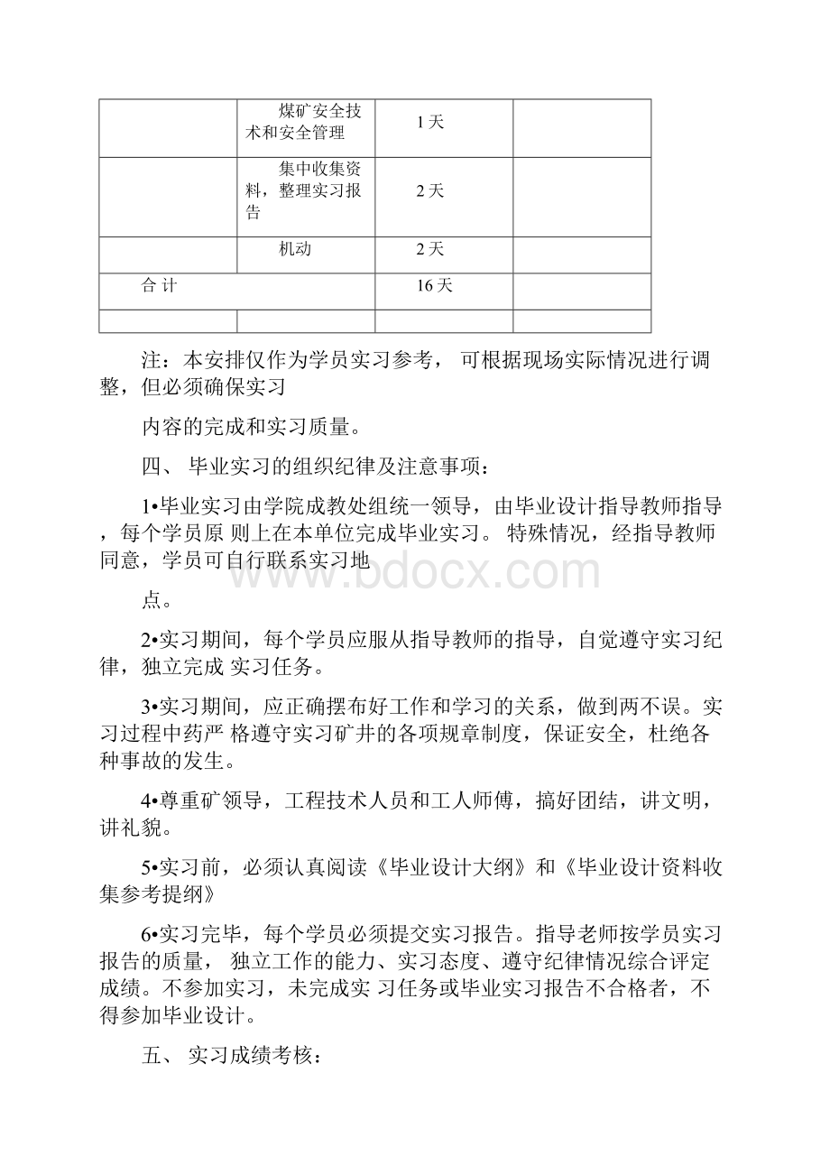 煤矿开采技术专业毕业实习大纲Word文档下载推荐.docx_第3页