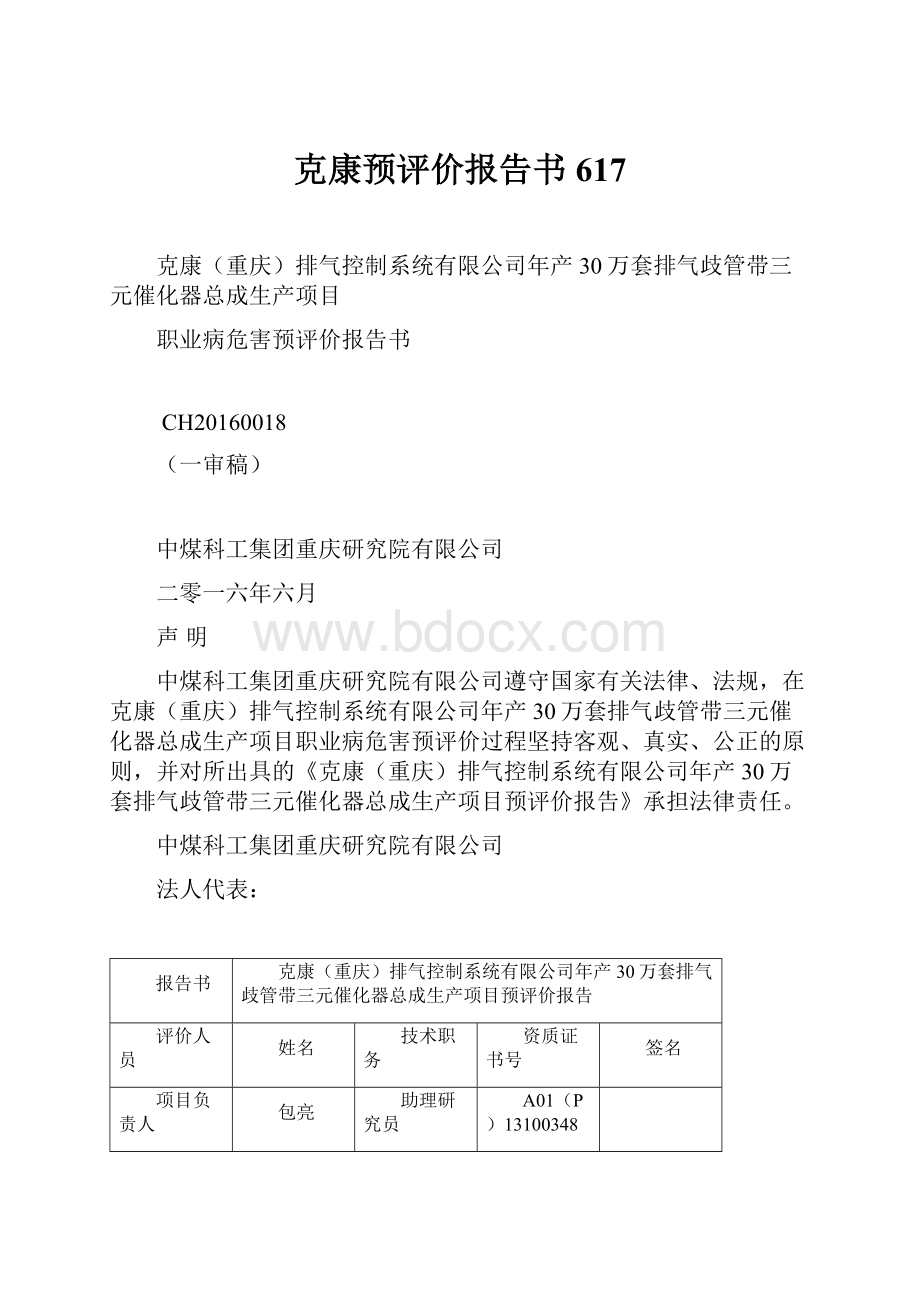 克康预评价报告书617文档格式.docx