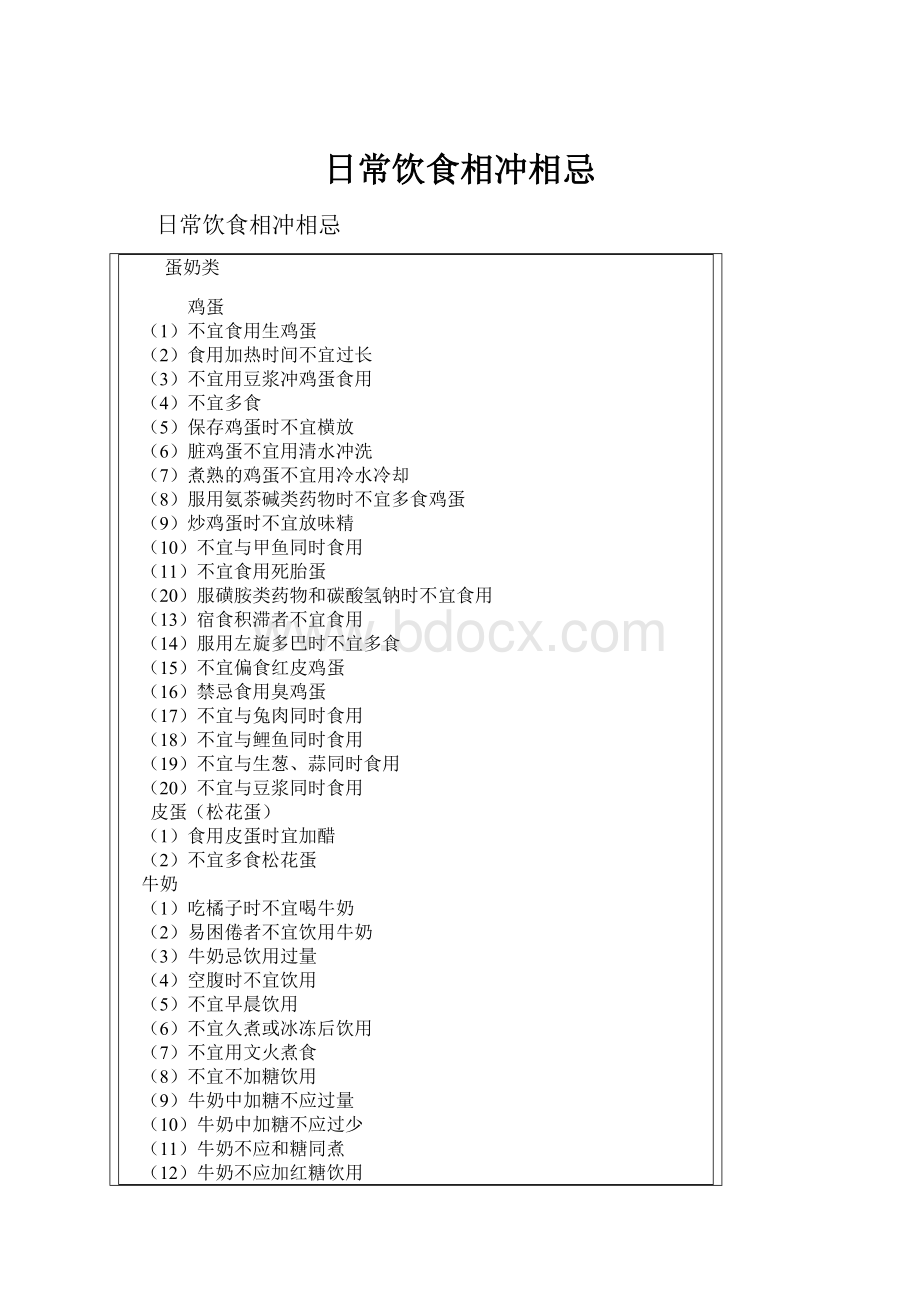 日常饮食相冲相忌Word文档格式.docx