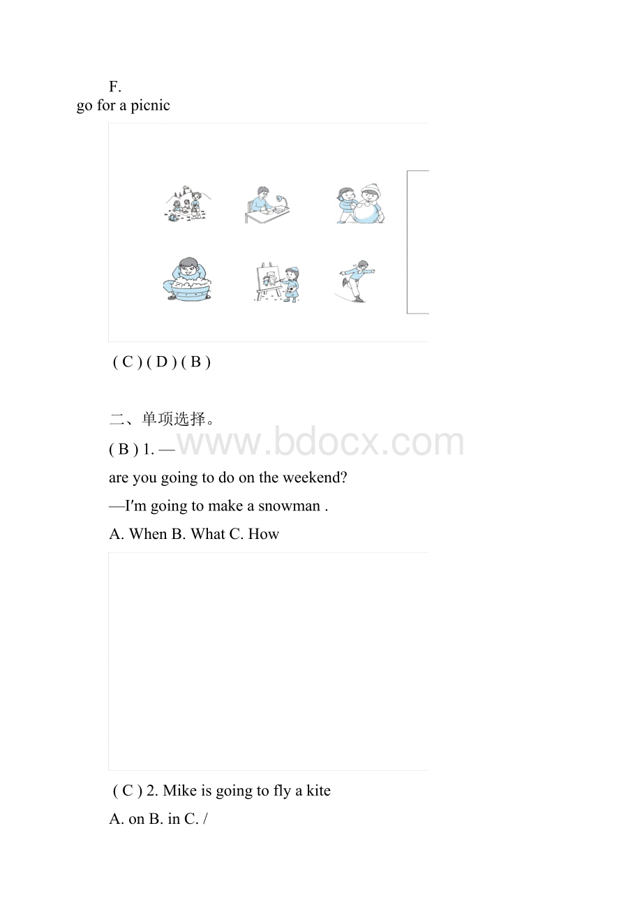 人教PEP小学英语六年级Unit 3同步练习及答案文档格式.docx_第3页