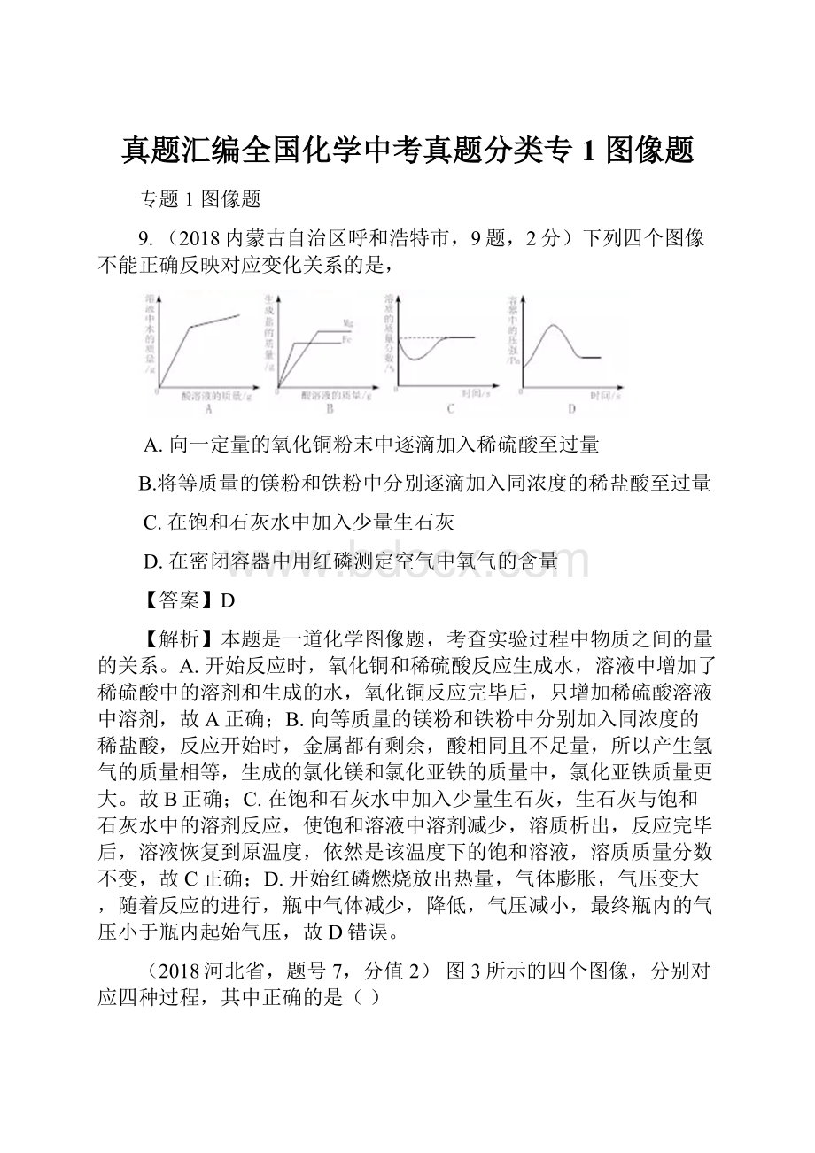 真题汇编全国化学中考真题分类专1图像题.docx