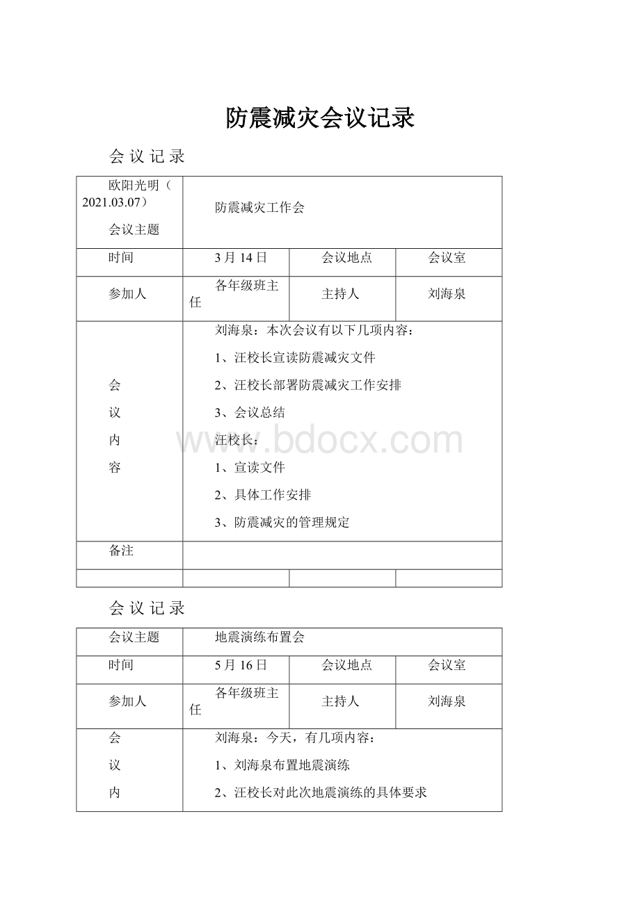 防震减灾会议记录.docx_第1页