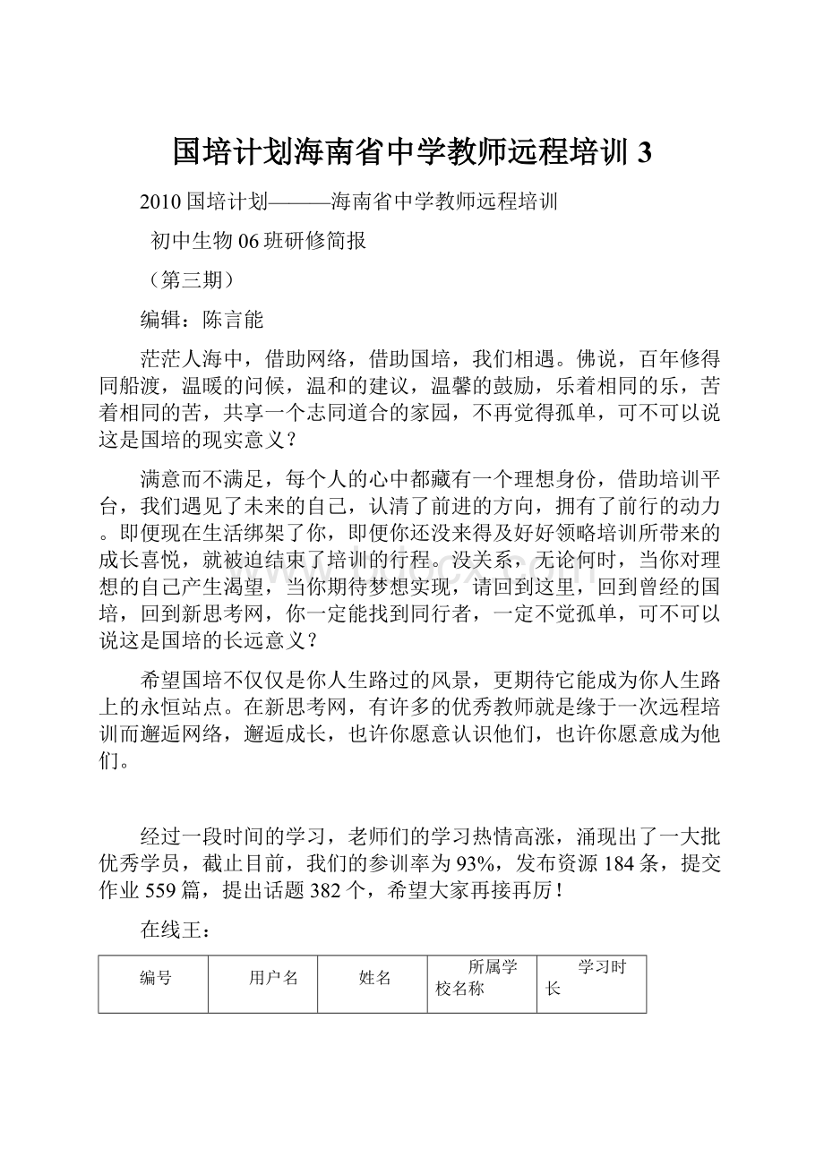 国培计划海南省中学教师远程培训3.docx