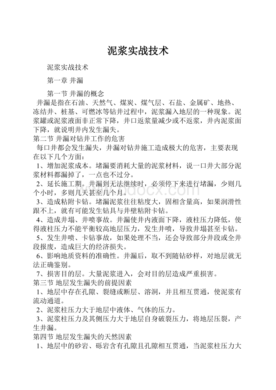 泥浆实战技术Word格式文档下载.docx