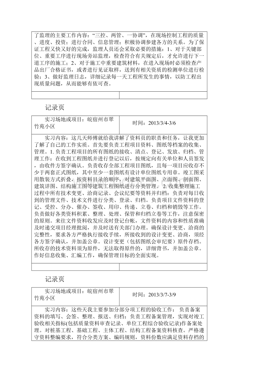 建筑工程技术专业顶岗实习日志.docx_第2页