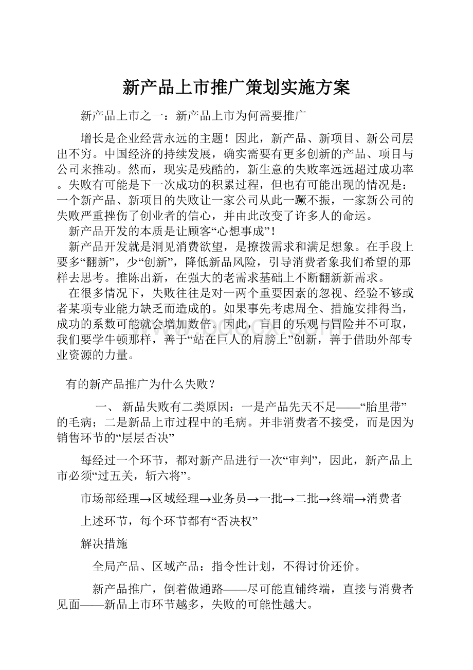 新产品上市推广策划实施方案文档格式.docx