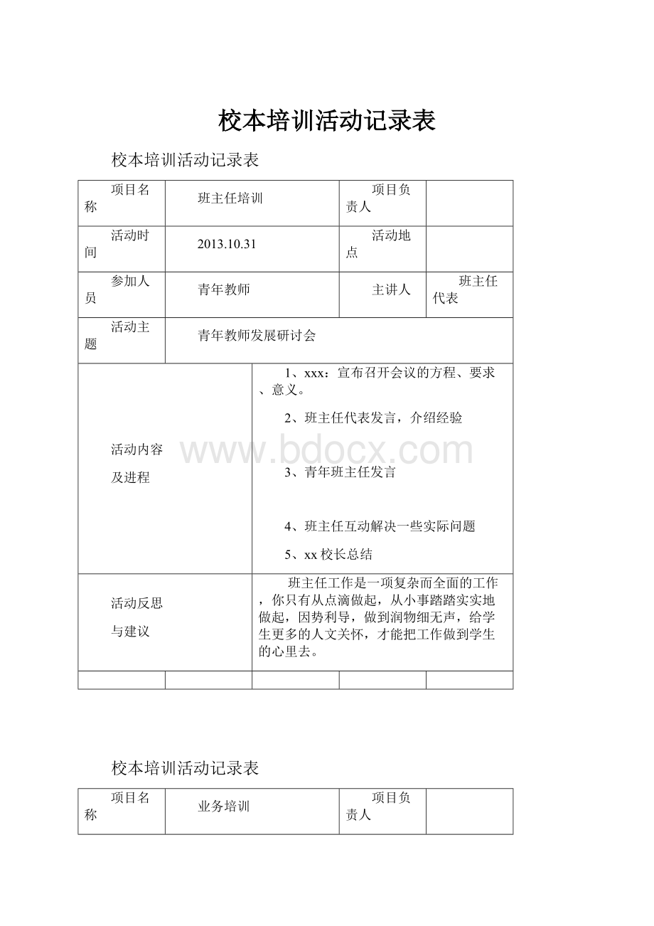 校本培训活动记录表.docx_第1页