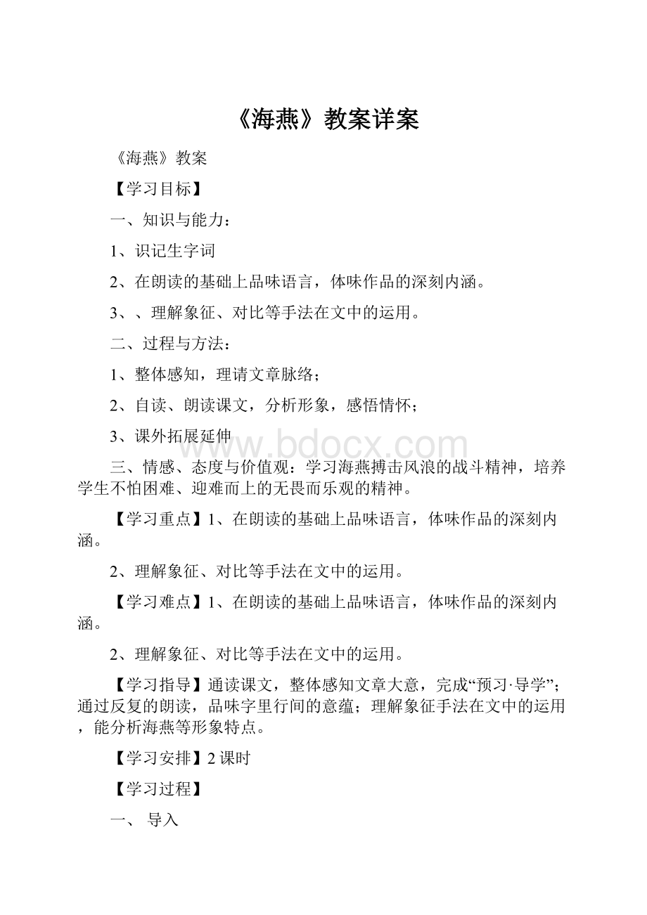 《海燕》教案详案Word文档格式.docx