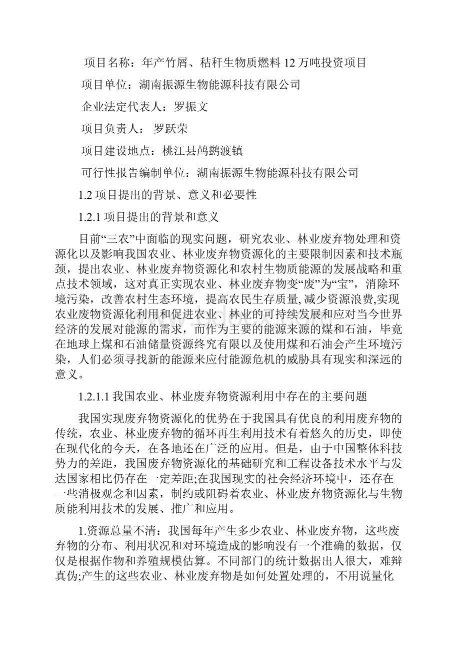 年产竹屑秸秆生物质燃料12万吨投资项目可行性投资申请报告计划书.docx_第2页