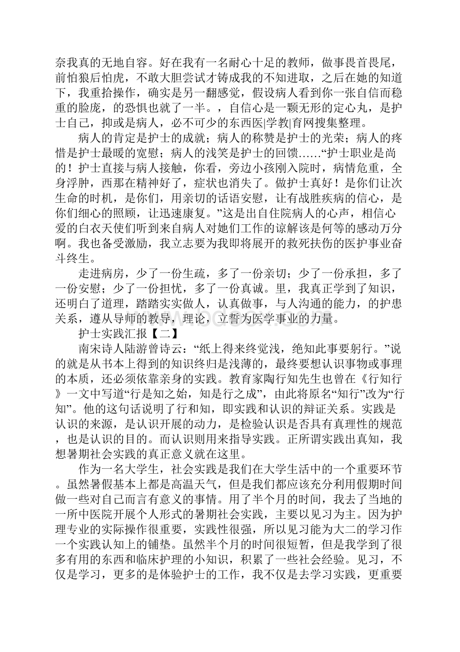 护士实践报告三篇Word格式文档下载.docx_第2页