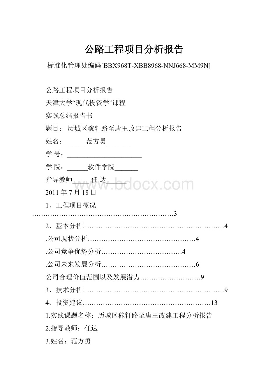 公路工程项目分析报告.docx