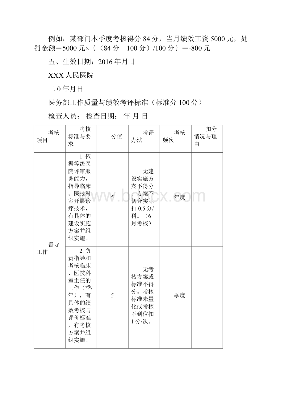 职能部门工作质量与绩效考核实施计划方案.docx_第3页