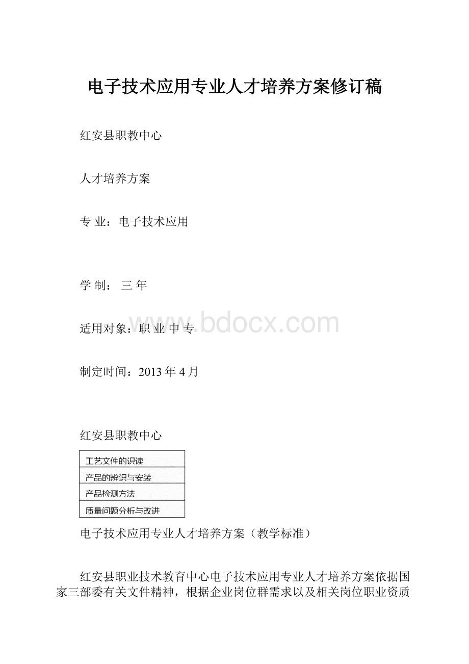 电子技术应用专业人才培养方案修订稿Word格式文档下载.docx_第1页