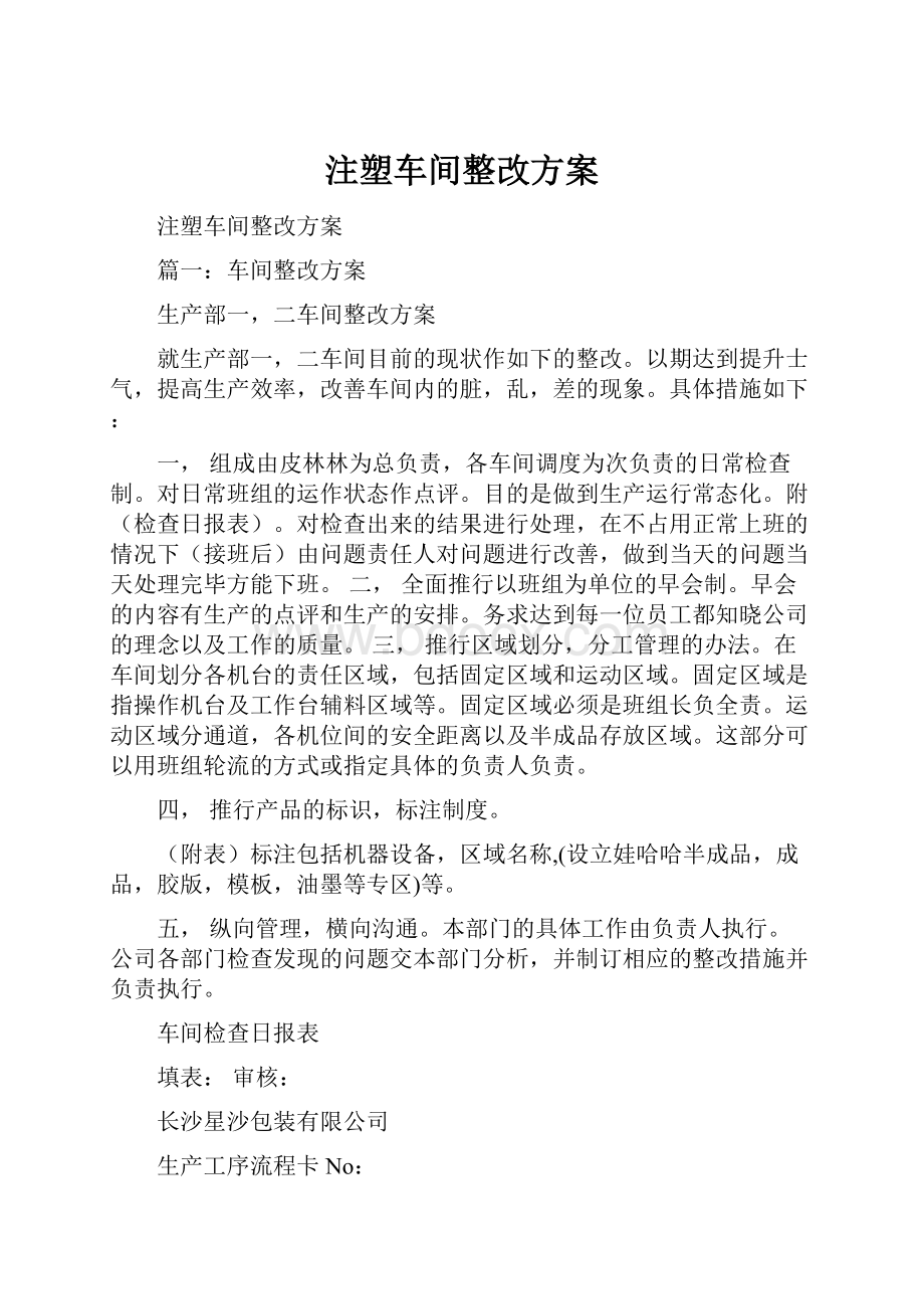 注塑车间整改方案Word文档格式.docx