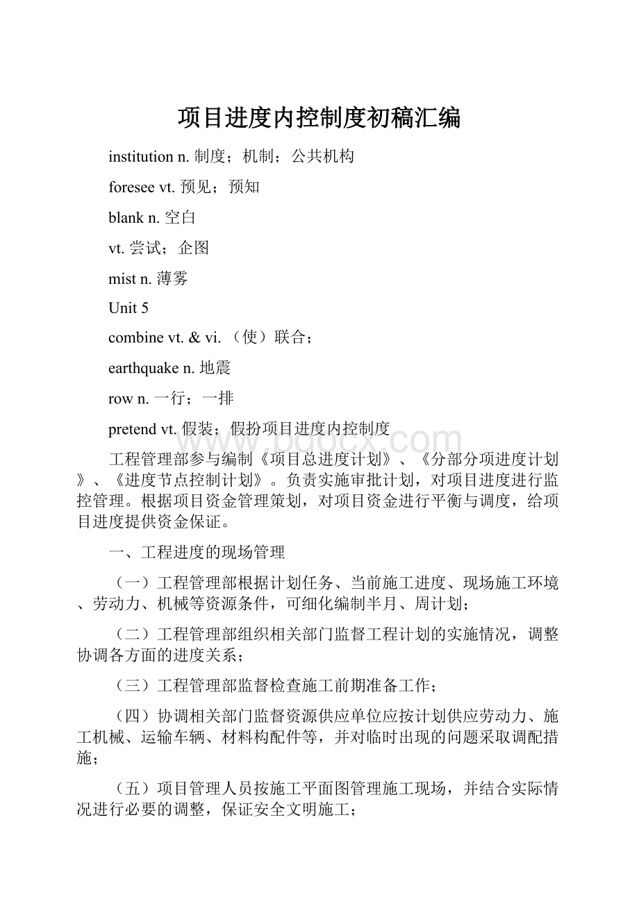 项目进度内控制度初稿汇编.docx_第1页