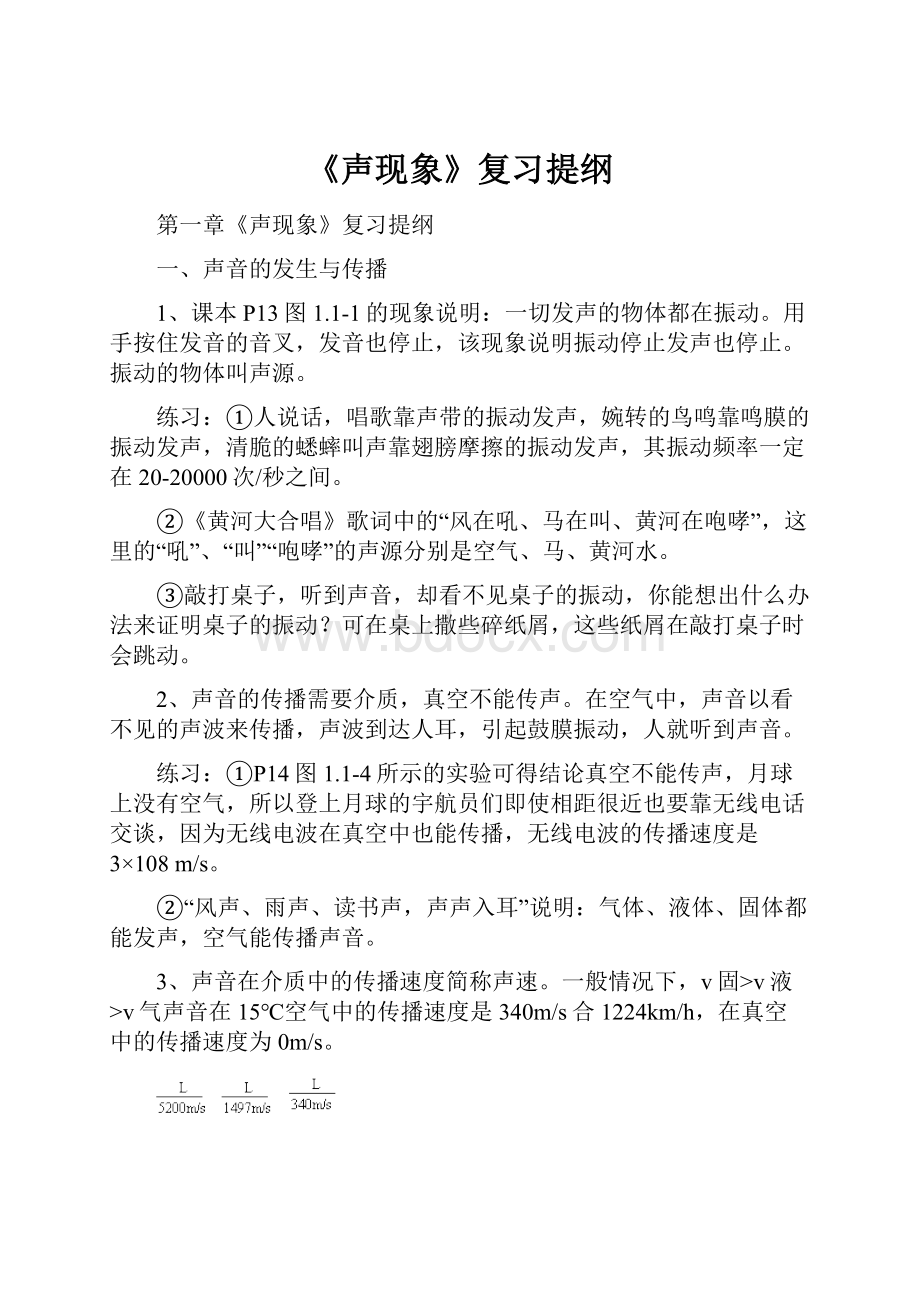 《声现象》复习提纲Word文档下载推荐.docx