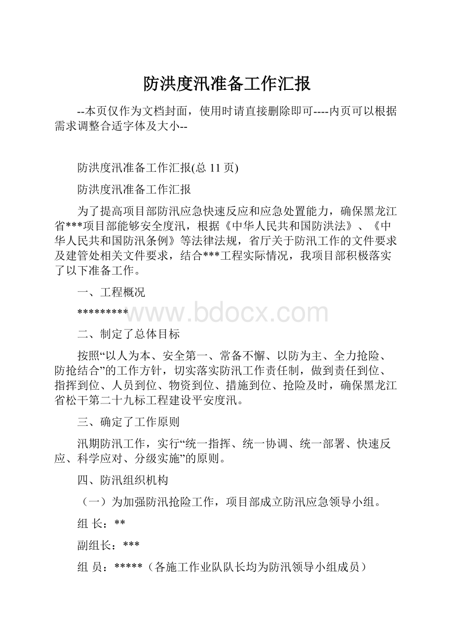 防洪度汛准备工作汇报Word格式文档下载.docx_第1页