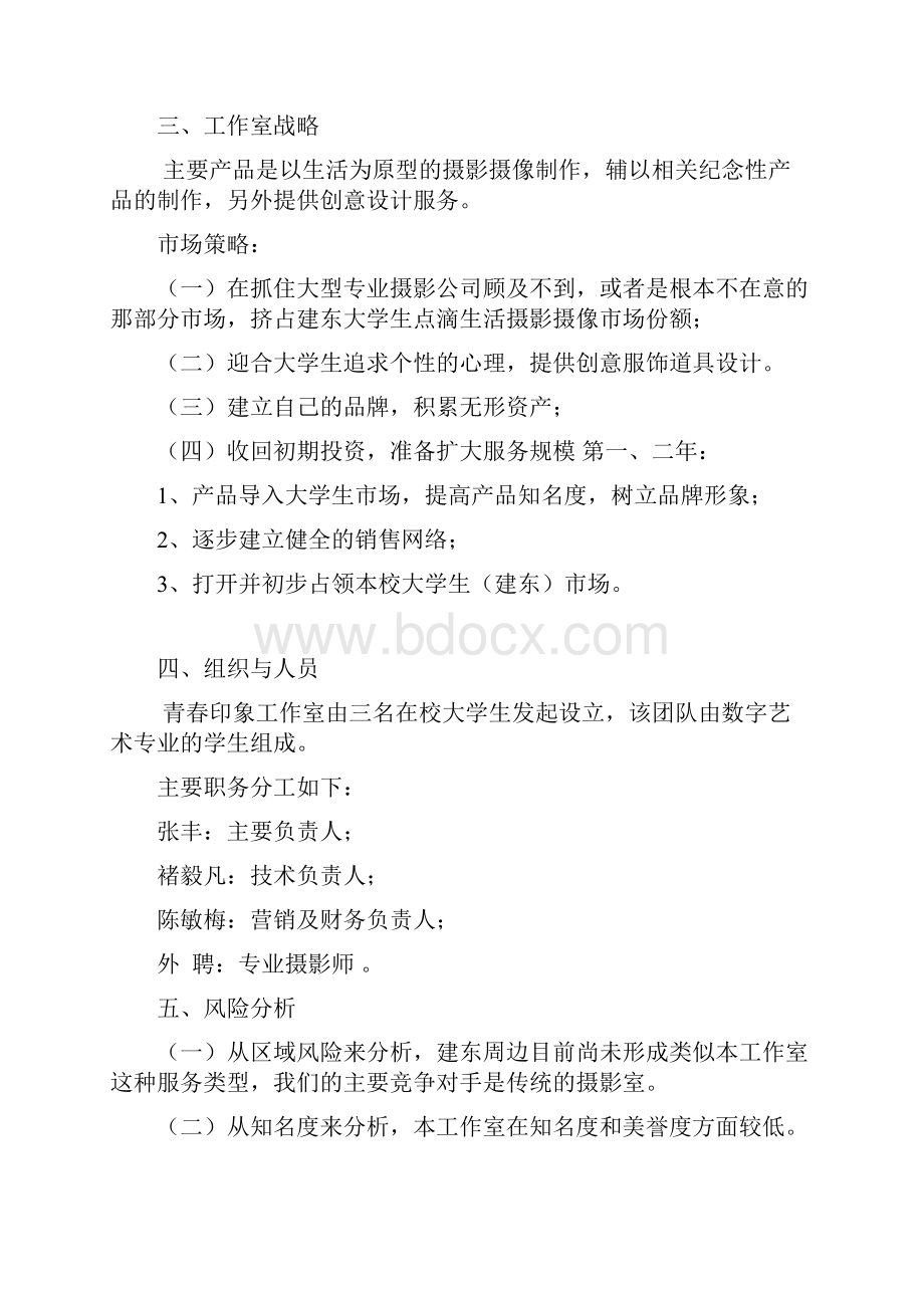 青春印象摄影及动漫影像工作室项目商业计划书文档格式.docx_第2页