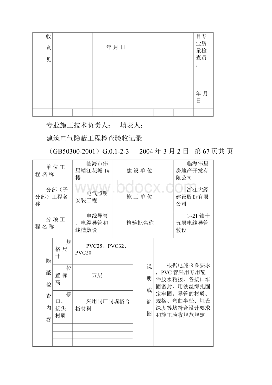 建筑电气隐蔽工程检查验收记录1Word文件下载.docx_第2页