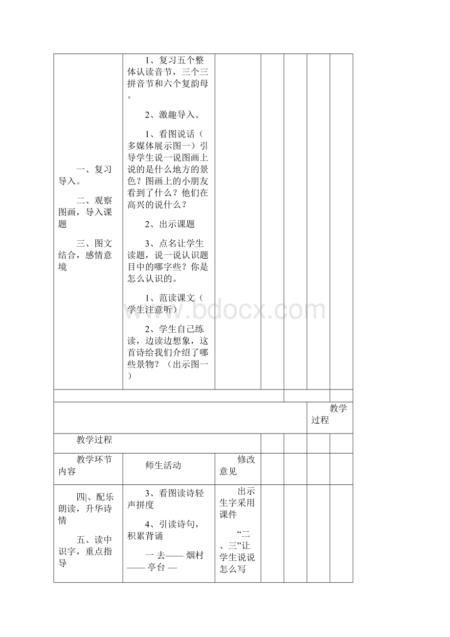 完整打印版人教版小学一年级语文上册教案全册表格版.docx_第2页