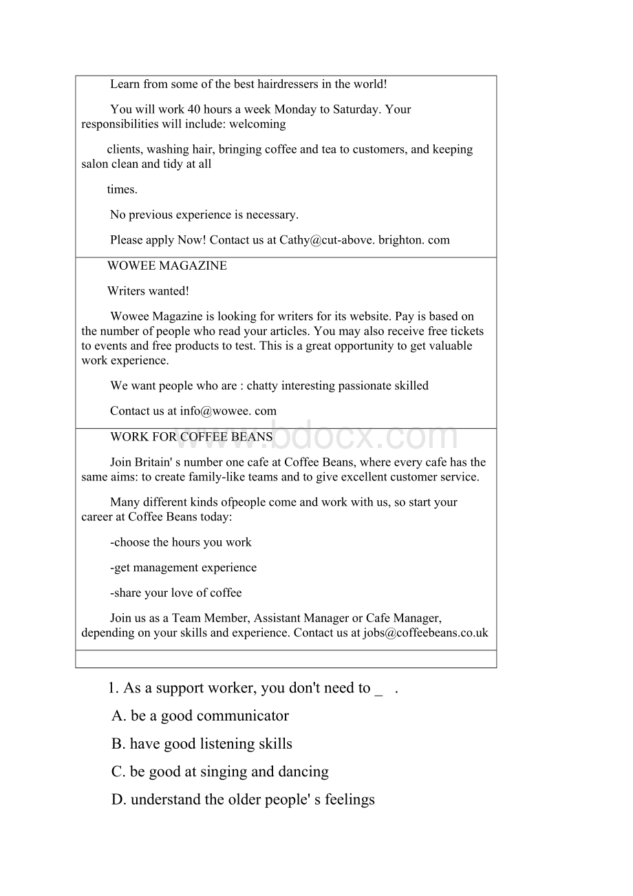 贵州省遵义市高三上学期第二次联考英语试题.docx_第2页