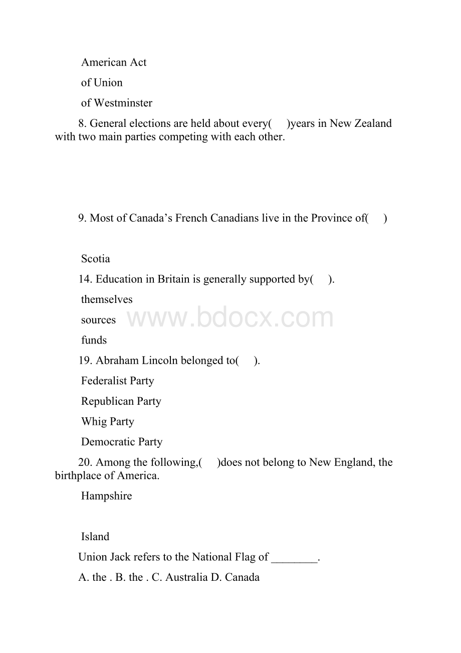 英语国家概况全知识点题库.docx_第2页