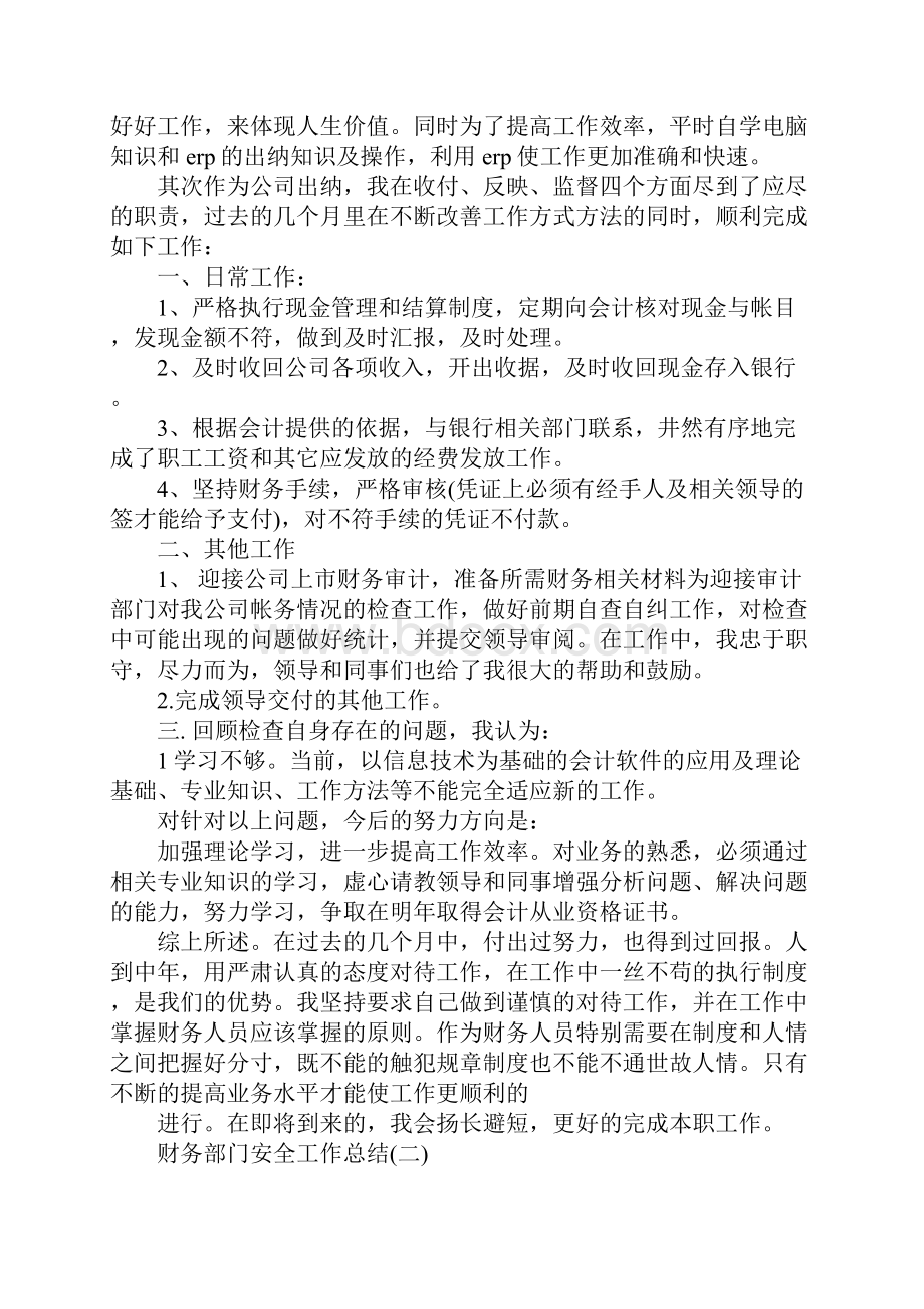 财务部门安全的工作总结最新版.docx_第2页